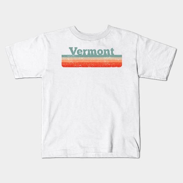 Vintage Vermont Distressed Retro 80s 90s Kids T-Shirt by plainlyfashion